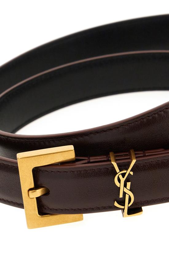 25FW 생로랑 카산드라 씬 스퀘어 버클 벨트 554465BOO0W 6892 RED TAN - SAINT LAURENT