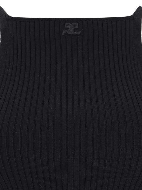 25SS 쿠레쥬 포인티 립 니트 탱크탑 VESMTO042FI00019999 Black - COURREGES