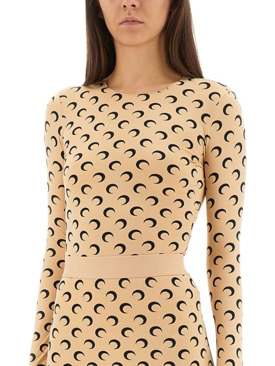 25FW 마린세르 크레센트 문 프린트 긴팔 티셔츠 WTS006A CJER0001TA10 Beige - MARINE SERRE