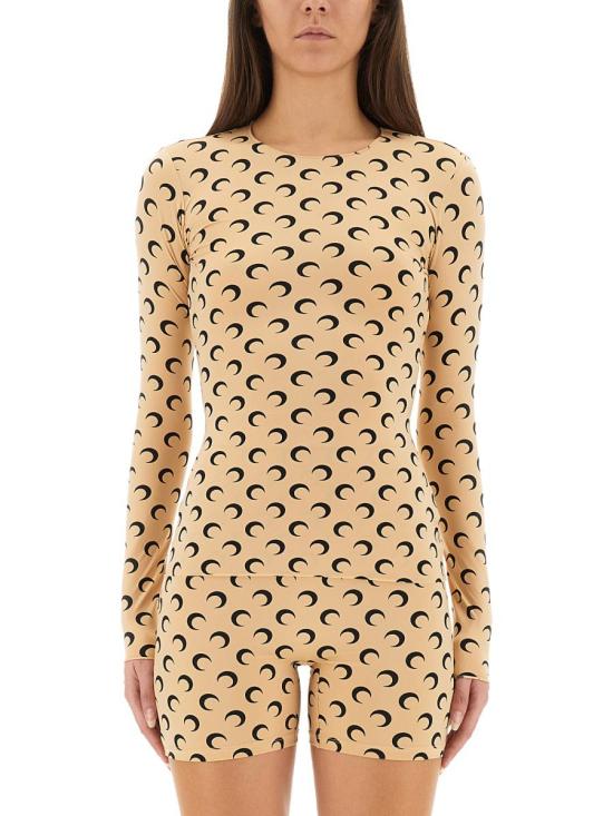 25FW 마린세르 크레센트 문 프린트 긴팔 티셔츠 WTS006A CJER0001TA10 Beige