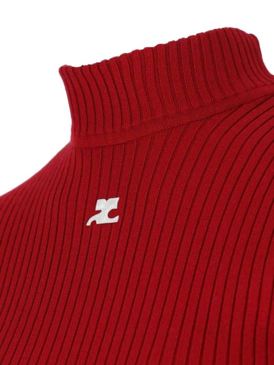 25FW 쿠레쥬 리에디션 니트 탑 숏슬리브 PERMPU026FI00014034 Red - COURREGES