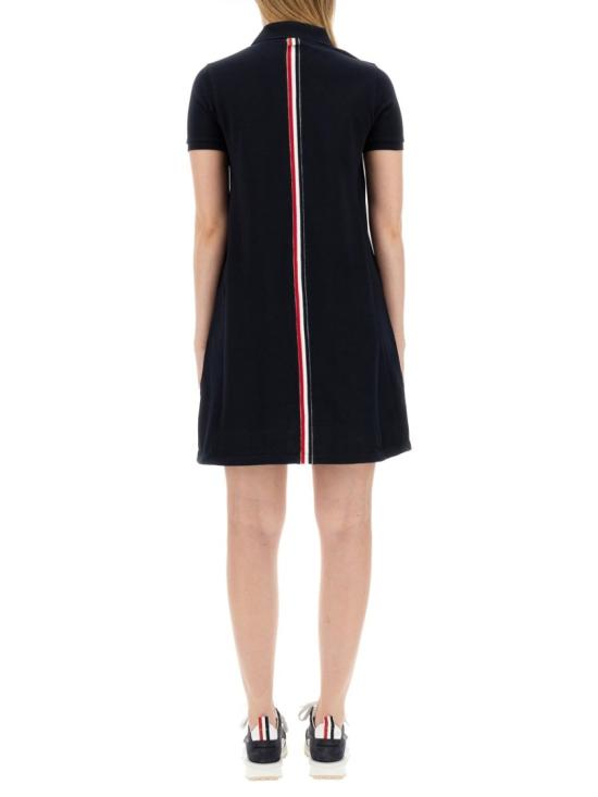 25FW 톰브라운 클래식 피케 스트라이프 폴로 드레스 FJD027A 00050415 Black - THOM BROWNE