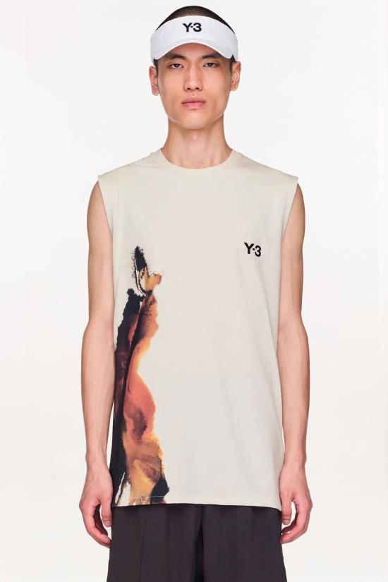 25FW 와이쓰리 민소매 티셔츠 JN3000 ORBGRY White