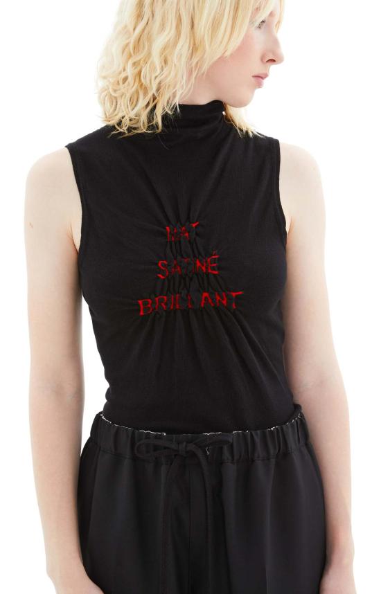  MM6 메종마르지엘라 민소매 티셔츠 Mm6 메종 마르지엘라 리브 탑 블랙/레드