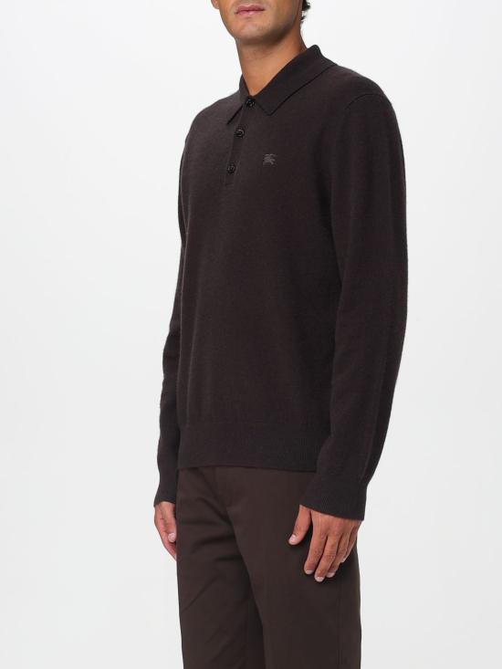 25FW 버버리 롱 슬리브 캐시미어 블렌드 폴로 셔츠 8113792 Brown - BURBERRY