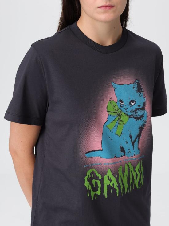 25FW 가니 키티 티셔츠 T4340 252 Grey - GANNI