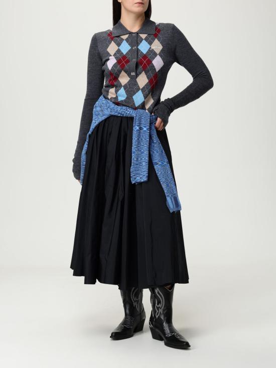 25FW 가니 아가일 니트 폴로 가디건 K2601 920 Grey - GANNI