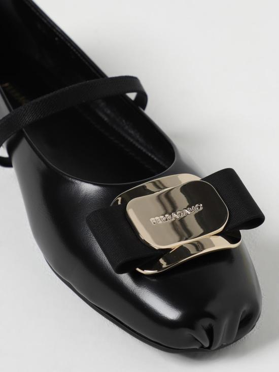 25FW 살바토레 페라가모 바라 보우 발레 플랫 01H345 768868 005 Black - SALVATORE FERRAGAMO