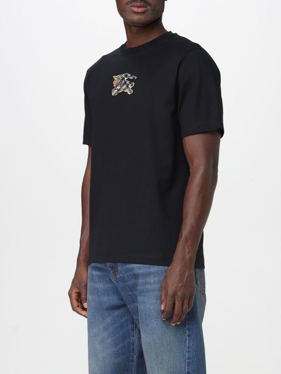 25FW 버버리 EKD 체크 코튼 티셔츠 8116169 Black - BURBERRY