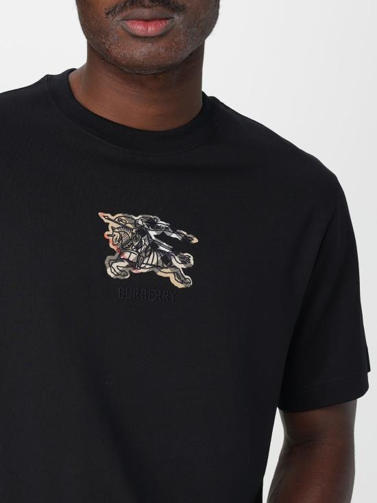 25FW 버버리 EKD 체크 코튼 티셔츠 8116169 Black - BURBERRY