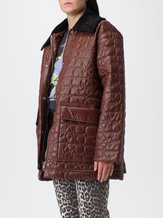 25FW 가니 퀼티드 콘트라스트 칼라 자켓 W0397 979 Brown - GANNI