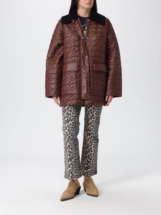 25FW 가니 퀼티드 콘트라스트 칼라 자켓 W0397 979 Brown - GANNI