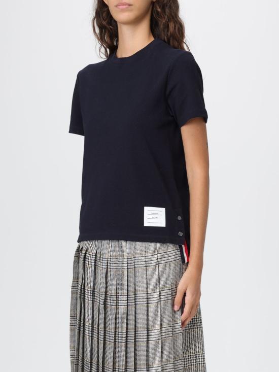 25FW 톰브라운 반팔 티셔츠 FJS013A00050 415 Navy - THOM BROWNE