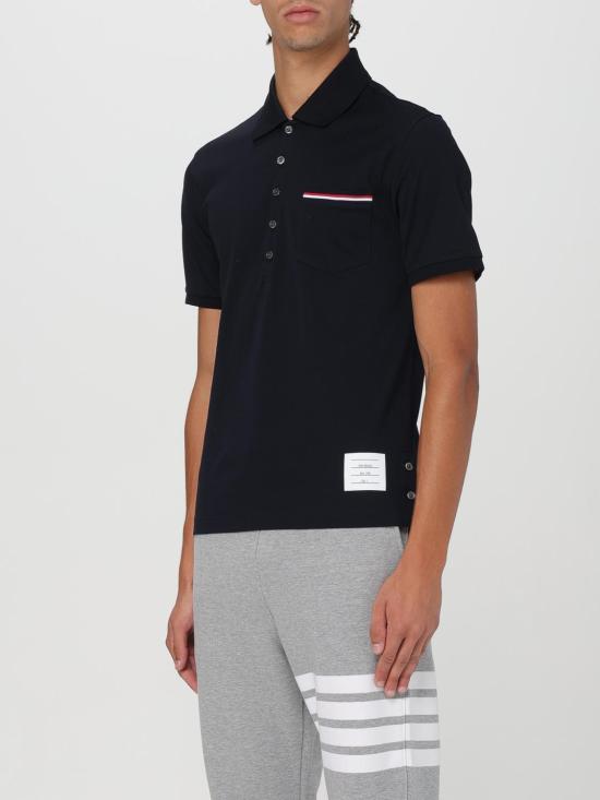 26SS 톰브라운 피케 포켓 폴로 티셔츠 MJP022A01455 415 Blue - THOM BROWNE