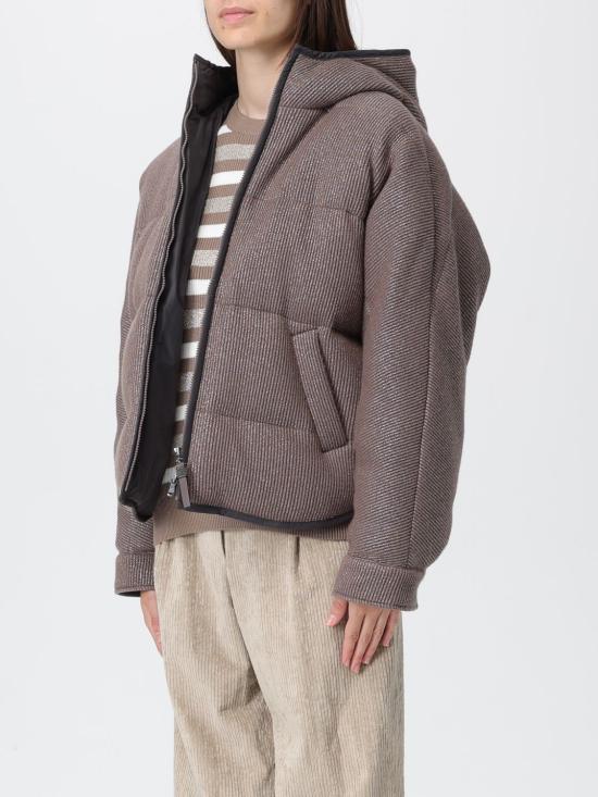 25FW 브루넬로 쿠치넬리 스파클링 캐시미어 잉글리시 립 니트 후드 다운 자켓 M01ET7728 CEH01 Brown - BRUNELLO CUCINELLI