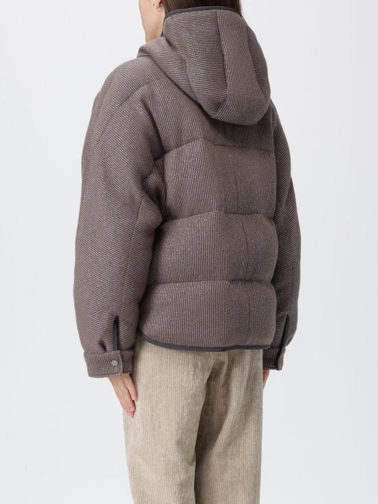 25FW 브루넬로 쿠치넬리 스파클링 캐시미어 잉글리시 립 니트 후드 다운 자켓 M01ET7728 CEH01 Brown - BRUNELLO CUCINELLI