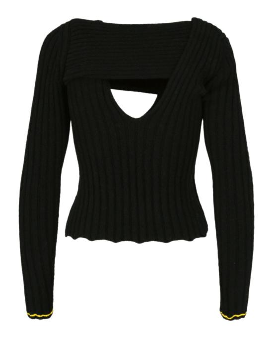  보테가베네타 긴팔 티셔츠 611345 VKJG0 1000 34 Black - BOTTEGA VENETA
