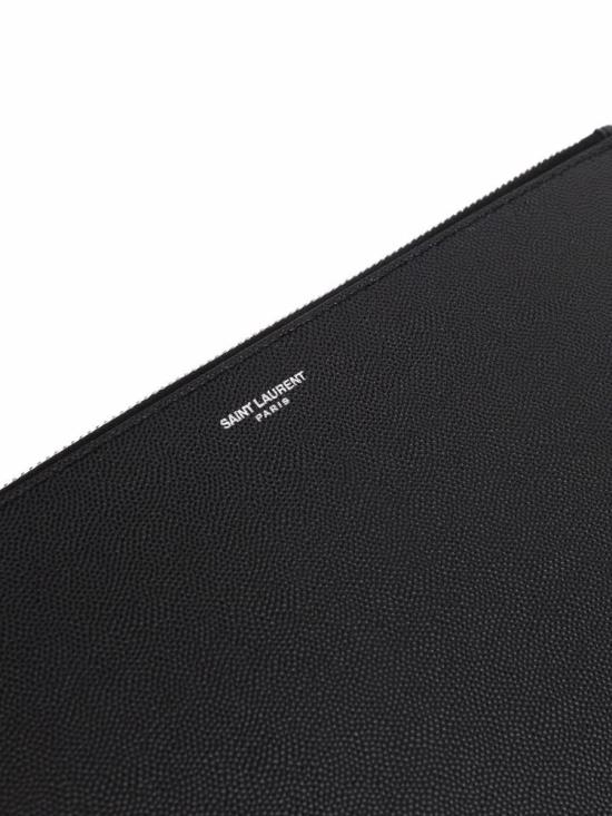 25FW 생로랑 엠보스 레더 파리 지퍼 태블릿 홀더  683865BTY0N1000 Black - SAINT LAURENT