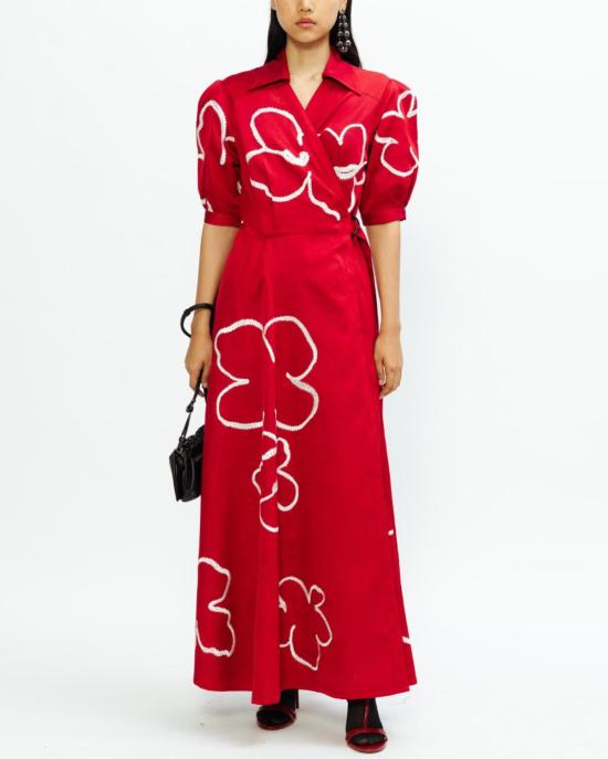  러브버드 롱 원피스 라일락 드레스 반 레드 - LOVEBIRDS