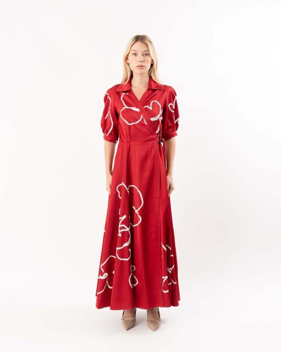  러브버드 롱 원피스 라일락 드레스 반 레드