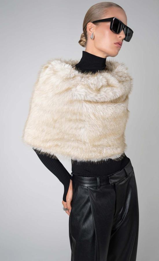  논살란트 레이블 코트 논캐런트 라벨 파스칼 인조 모피 숄