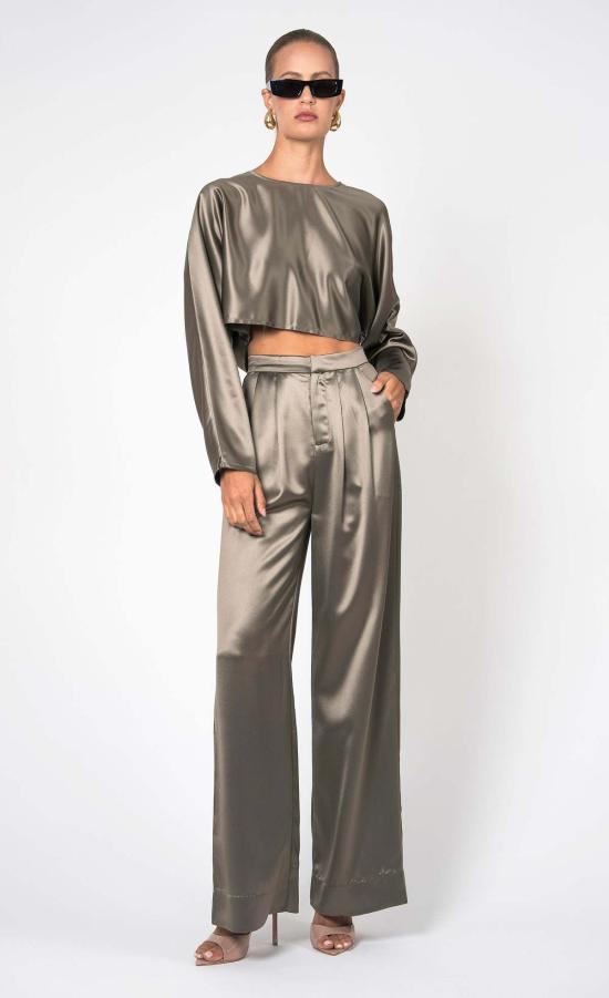  논살란트 레이블 민소매 티셔츠 논샬런트 라벨 에밀리아 크롭탑 모스 - NONCHALANT LABEL