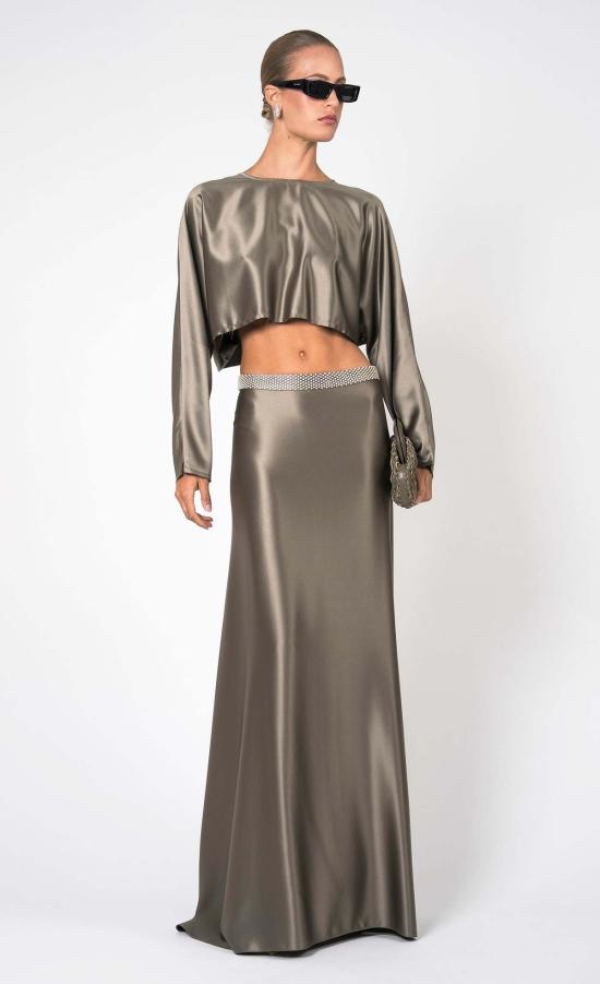  논살란트 레이블 민소매 티셔츠 논샬런트 라벨 에밀리아 크롭탑 모스 - NONCHALANT LABEL