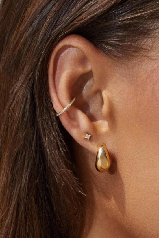  EF Collection 이어링 Ef 컬렉션 점보 돔 허기  페어 옐로우 골드 - OTHER BRANDS