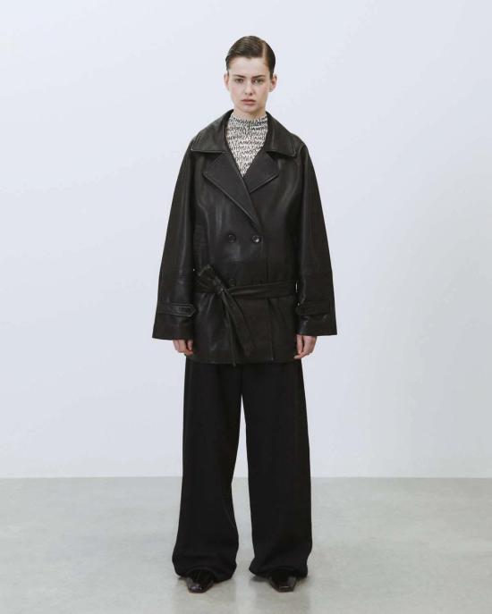  알리지 트렌치 코트 알리시 소프트 레더 트렌치 네로 - ALYSI