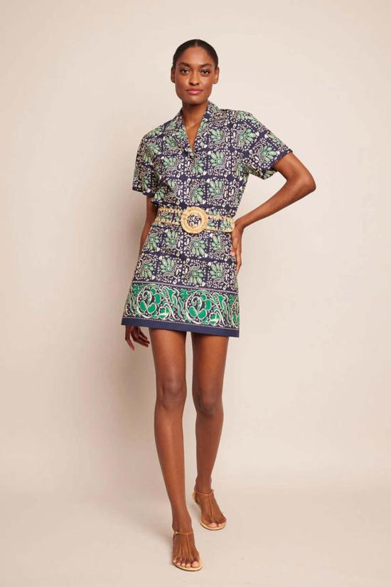  카라 카라 숏 스커트 Cara Cara 블레이즈 미니 스커트 르 스탬프 이브 블루