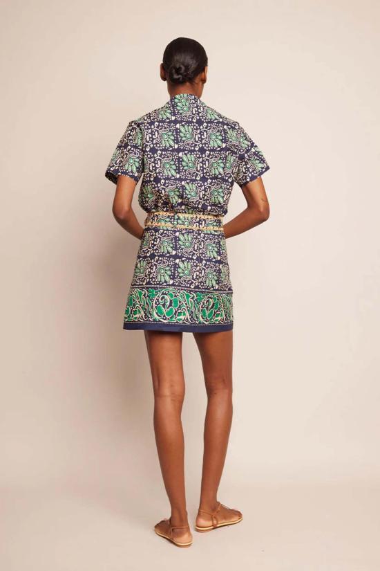  카라 카라 숏 스커트 Cara Cara 블레이즈 미니 스커트 르 스탬프 이브 블루 - CARA CARA