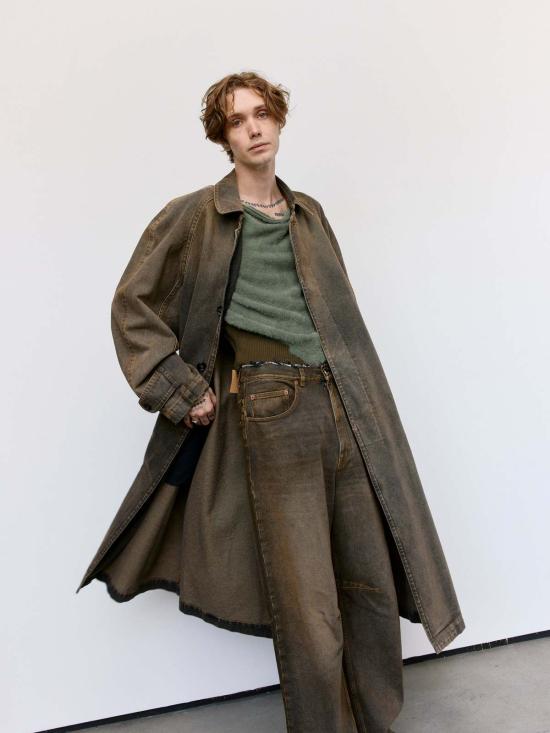  MM6 메종마르지엘라 코트 Mm6 메종 마르지엘라 워시드 데님 더스터 - MM6 MAISON MARGIELA