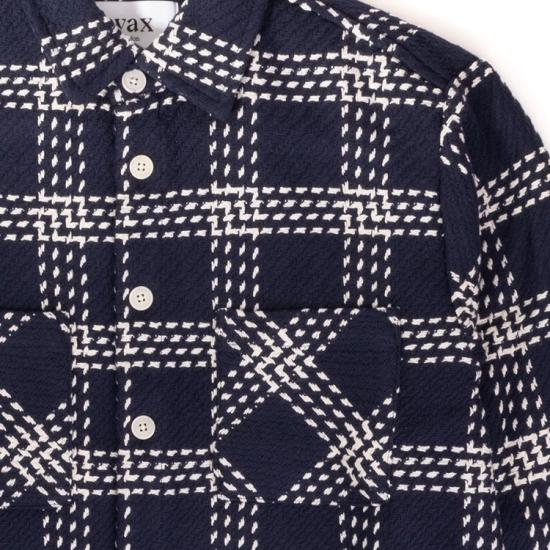  왁스 런던 긴팔 셔츠 AW24 OSH WHI BKU NVY NAVY Blue - WAX LONDON