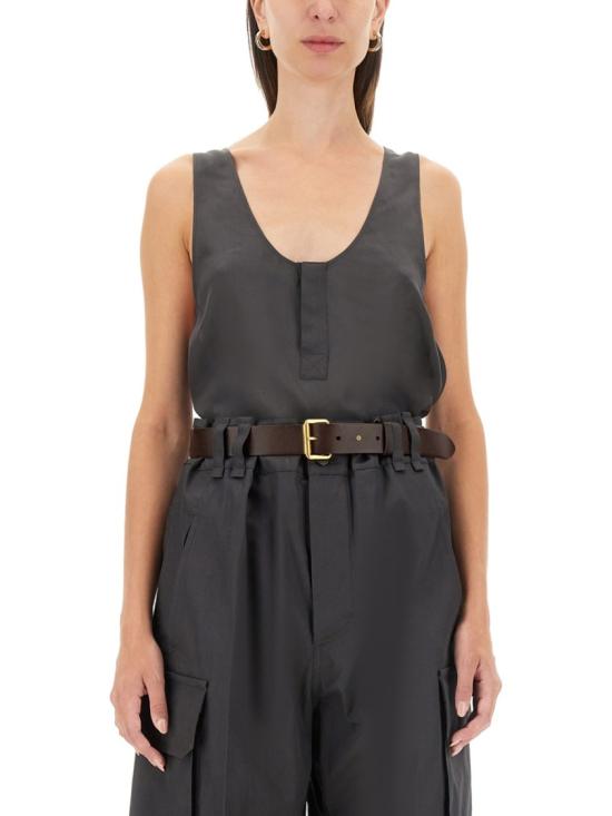  생로랑 헨리 실크 탱크탑 789945 Y7I224280 Black