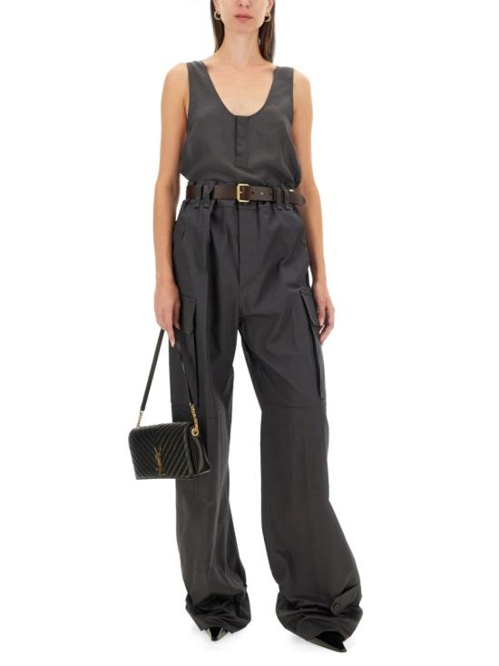  생로랑 헨리 실크 탱크탑 789945 Y7I224280 Black - SAINT LAURENT