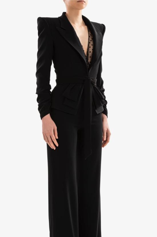  사이드 코베이시 바디수트 티셔츠 제트 블랙 도트 튜울 바디수트 - SAIID KOBEISY