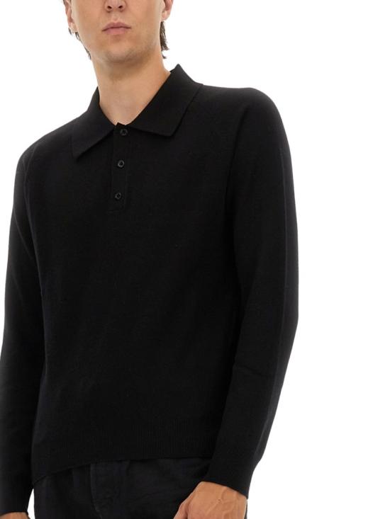  생로랑 울 버튼 폴로 셔츠 846122 Y76XM1000 Black - SAINT LAURENT