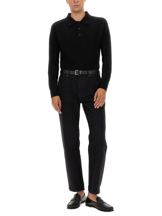  생로랑 울 버튼 폴로 셔츠 846122 Y76XM1000 Black - SAINT LAURENT
