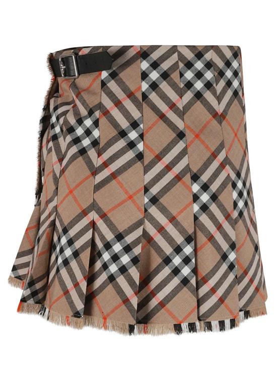  버버리 빈티지 체크 패턴 울 블렌드 미니 스커트 8102634 C2044 Brown - BURBERRY