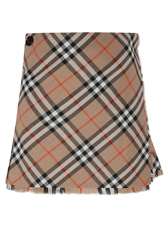  버버리 빈티지 체크 패턴 울 블렌드 미니 스커트 8102634 C2044 Brown