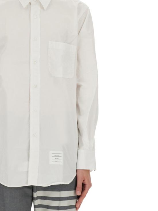  톰브라운 그로그랭 플래킷 솔리드 포플린 셔츠 MWL010E 03113100 White - THOM BROWNE