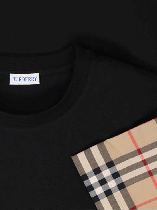 25FW 버버리 체크 코튼 티셔츠 8073028A1189 Black - BURBERRY