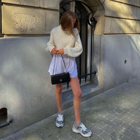  모노수트 숏팬츠 미드 싸이 미드 라이즈 릴렉스 핏 애슬레틱 반바지 화이트 - MONOSUIT