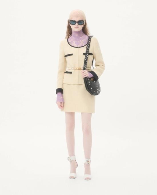 25FW 발렌티노 가라바니 미디 스커트 7B0RAEB0 90YDNG Almond nero - VALENTINO GARAVANI