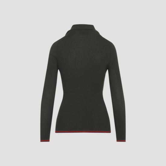 25FW 구찌 자수 캐시미어 실크 탑 810315 XKD8J Green - GUCCI