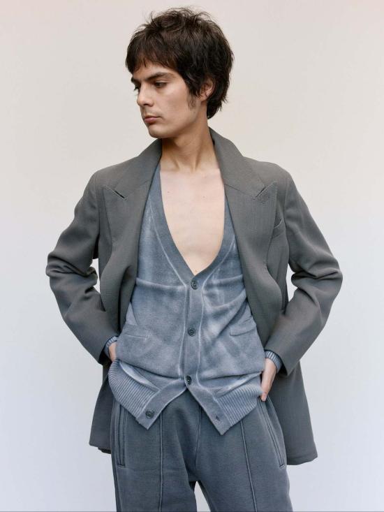  아워레가시 수트 자켓 아워 레거시 그레이 스프레이 다이 케럽 울 패럴렐 카디건