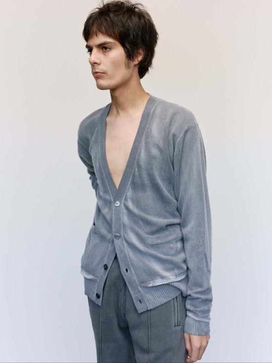  아워레가시 수트 자켓 아워 레거시 그레이 스프레이 다이 케럽 울 패럴렐 카디건 - OUR LEGACY