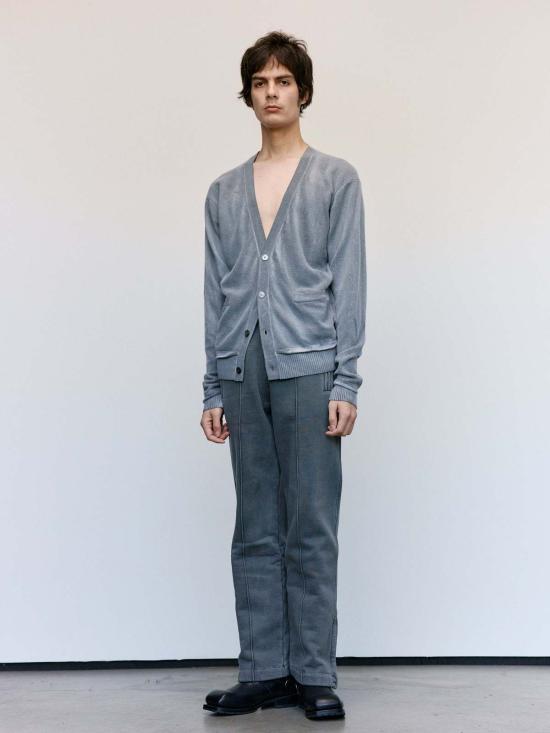  아워레가시 수트 자켓 아워 레거시 그레이 스프레이 다이 케럽 울 패럴렐 카디건 - OUR LEGACY