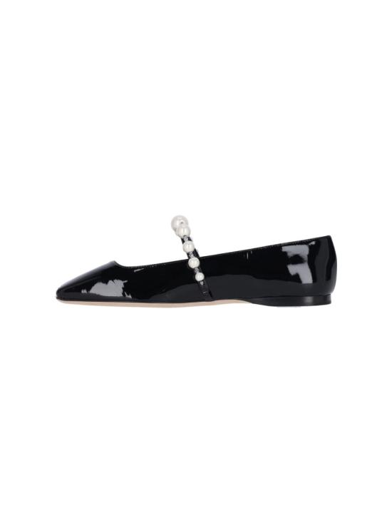 25SS 지미추 플랫 슈즈 ADE FLAT QOSBLACK WHITE Black - JIMMY CHOO