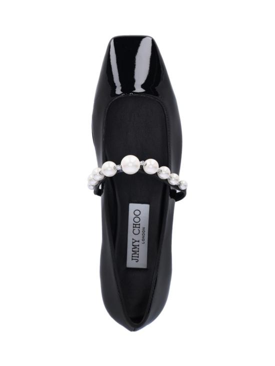 25SS 지미추 플랫 슈즈 ADE FLAT QOSBLACK WHITE Black - JIMMY CHOO